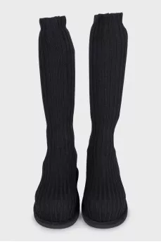 Black ribbed canvas boots
