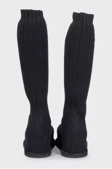 Black ribbed canvas boots