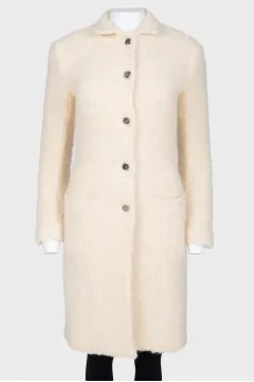 Cream bouclé coat