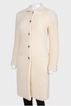 Cream bouclé coat