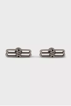 Silver colored logo shaped earrings