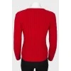 Red V-neck sweater