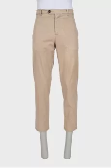 Men's beige straight-leg trousers