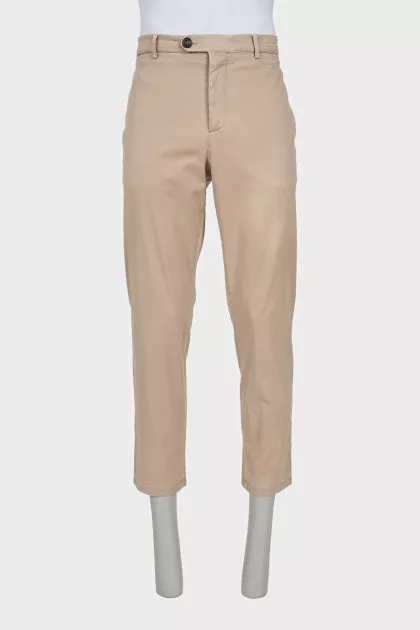 Men's beige straight-leg trousers