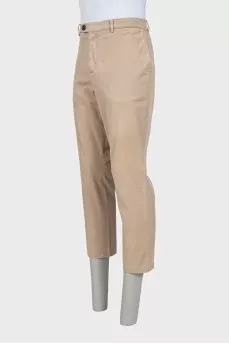 Men's beige straight-leg trousers