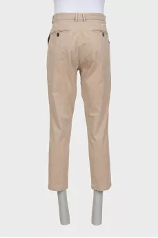 Men's beige straight-leg trousers