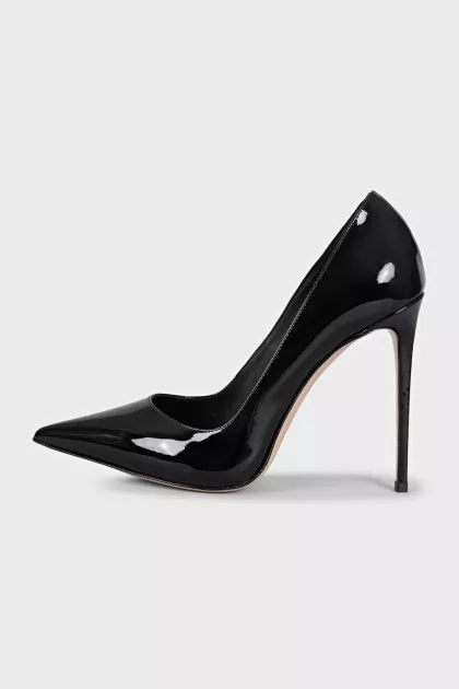Чорні туфлі-човники з лакової шкіри