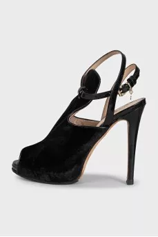Black velvet slingbacks
