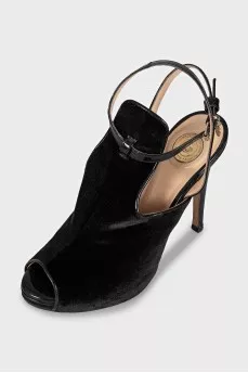 Black velvet slingbacks