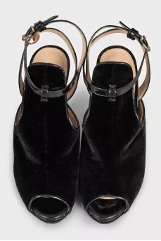 Black velvet slingbacks