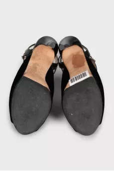 Black velvet slingbacks