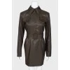 Dark brown dress with belt