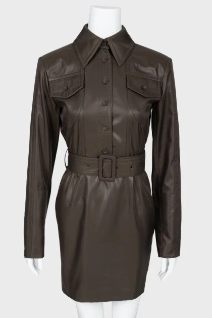 Dark brown dress with belt