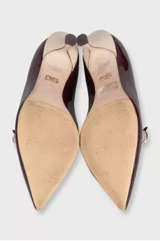 Бордові лаковані туфлі-човники D&G