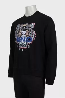 Men's black straight-cut sweatshirt with embroidery