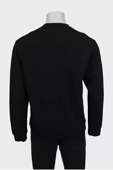 Men's black straight-cut sweatshirt with embroidery