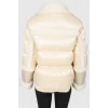 Beige sheepskin coat with lightning with lamb fur
