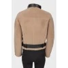 Brown suede fur and leather inserts jacket