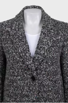 Black and white straight-cut button-down coat