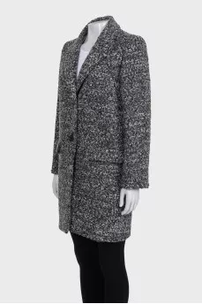 Black and white straight-cut button-down coat