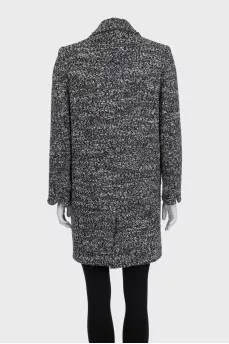 Black and white straight-cut button-down coat