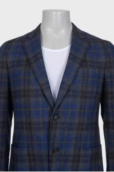 Men's checked wool and cashmere jacket