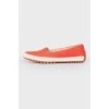 Red leather loafers
