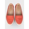 Red leather loafers
