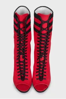 Lace-up boots with open toes