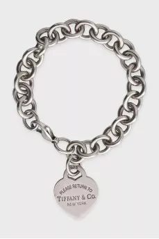 Silver link bracelet with signature charm
