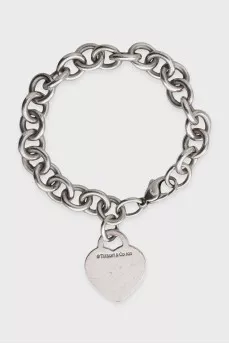 Silver link bracelet with signature charm