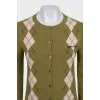 Cashmere green printed cardigan