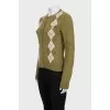 Cashmere green printed cardigan