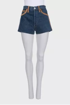 Denim suit with suede inserts