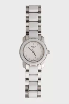 Watch with a bracelet decorated with ceramics