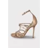 Gold embellished heeled sandals