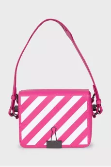 Rectangular pink printed leather bag