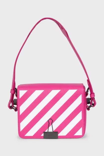 Rectangular pink printed leather bag