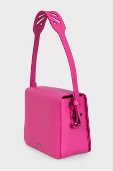 Rectangular pink printed leather bag