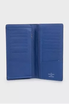 Canvas and leather wallet with signature print