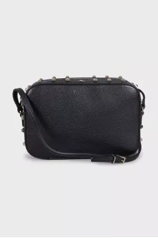 Black crossbody with gold studs