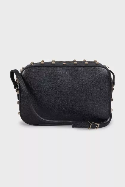 Black crossbody with gold studs