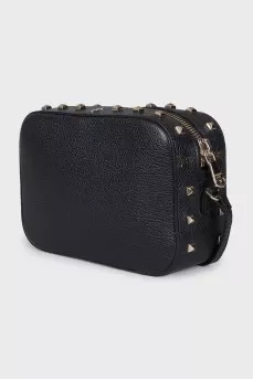 Black crossbody with gold studs