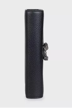Black leather bag with Dionysus decor