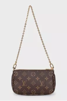 Brown Multi Pochette printed bag