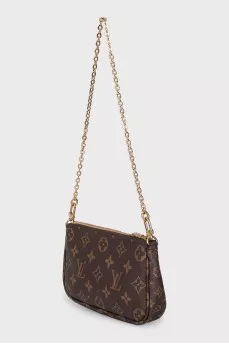 Brown Multi Pochette printed bag