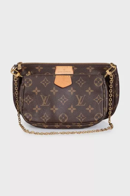 Brown Multi Pochette printed bag