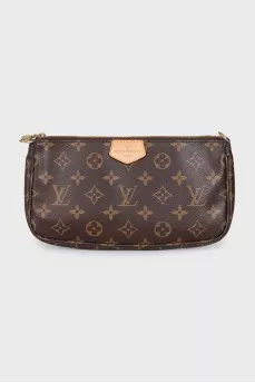 Brown Multi Pochette printed bag