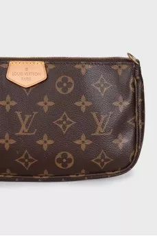Brown Multi Pochette printed bag