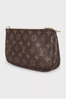 Brown Multi Pochette printed bag